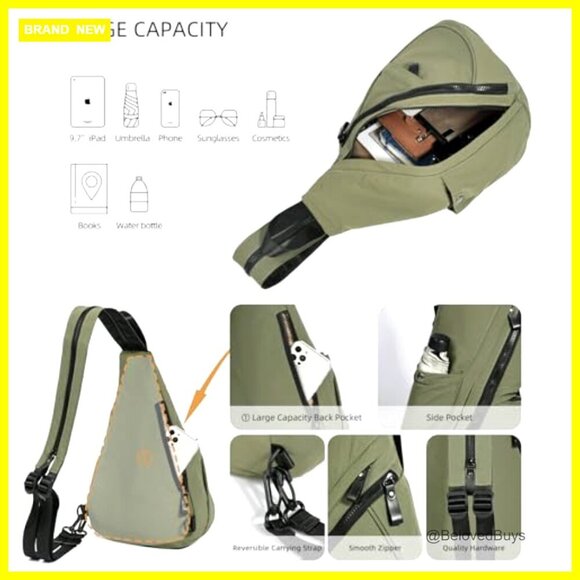 Nylon Sling Backpack Daypack Crossbody Bag Adjustable Unisex Travel Hiking main image 4